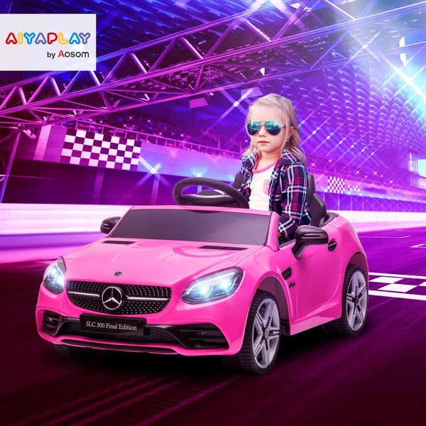 AIYAPLAY Benz SLC 300 Licensed 12V Electric Car for Kids, Kids' Electric Ride on with Parental Remote, Music Lights, Suspension Wheels for 3-6 Years, Black