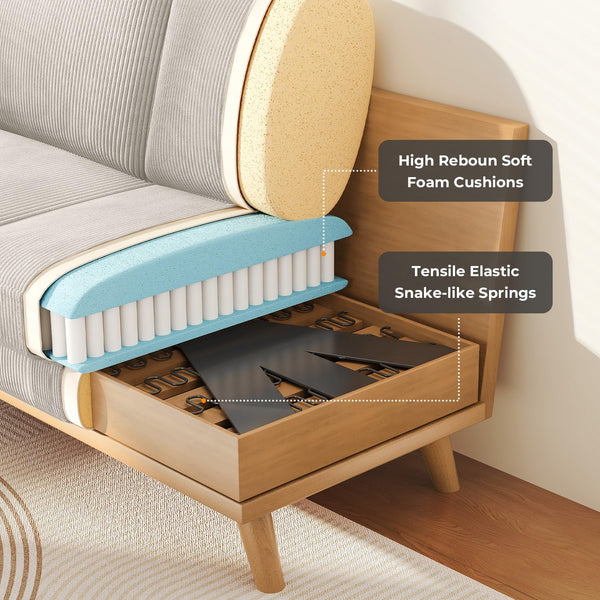 Vesgantti 172cm Loveseat Sofa Green, Comfy Corduroy Couch with Spring Cushion, 2 Seater Sofa with Solid Wood, Sofa Couch with Deep Seat, Sofa for Bedroom, Loveseat for Living Room, Green Office Couch