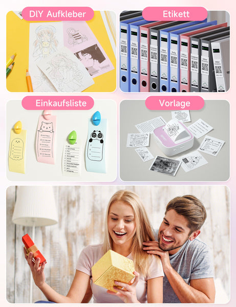 iDPRT Mini Portable Sticker Thermal Printer for Study Notes Pictures DIY Labels, Study Notes, Photos