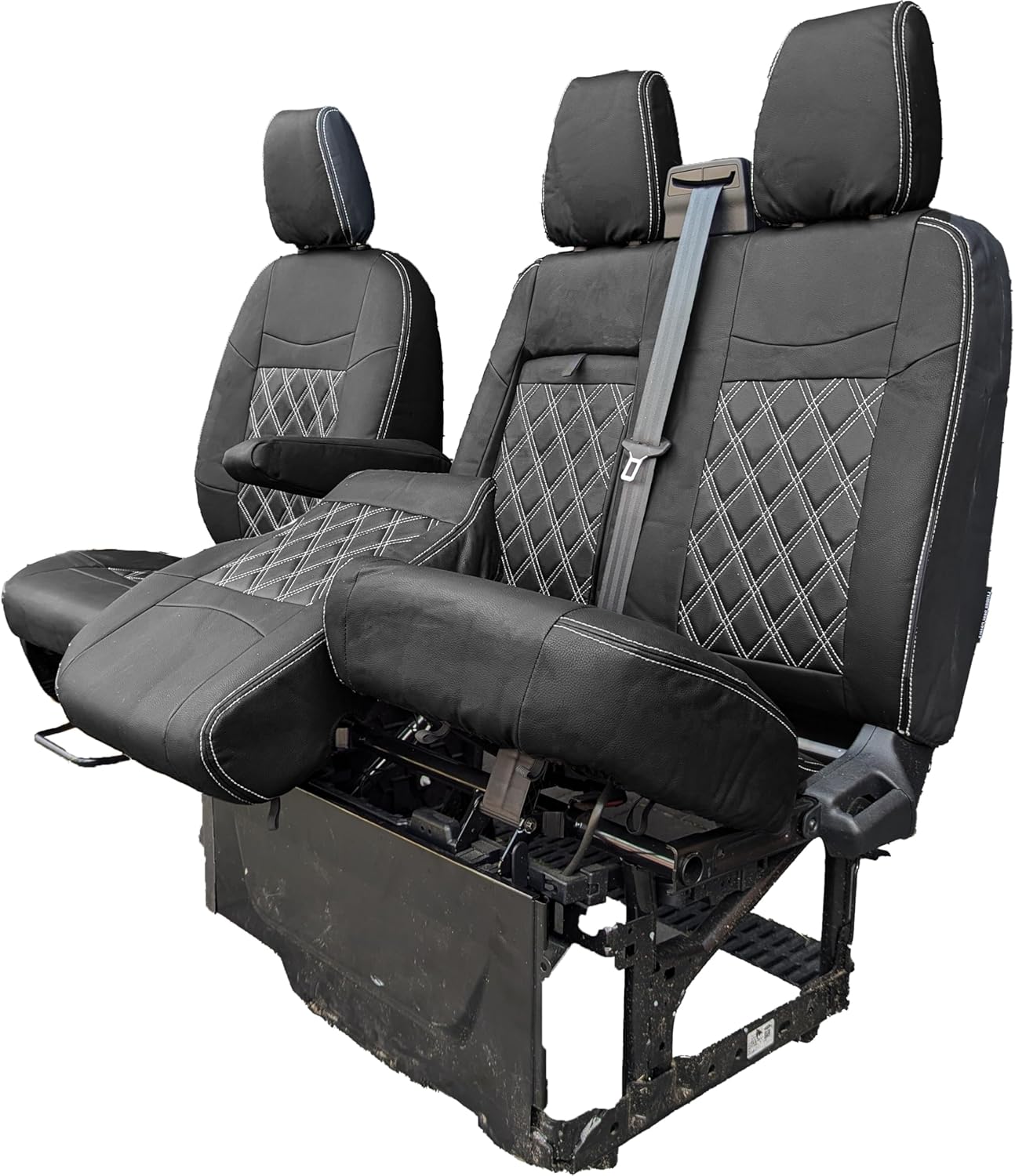 Seat Covers to fit the Ford Transit Custom 2013 to 2023 | Tailored Driver & Double Passenger | Leather Style to Fit the Ford Transit Custom Seat Covers