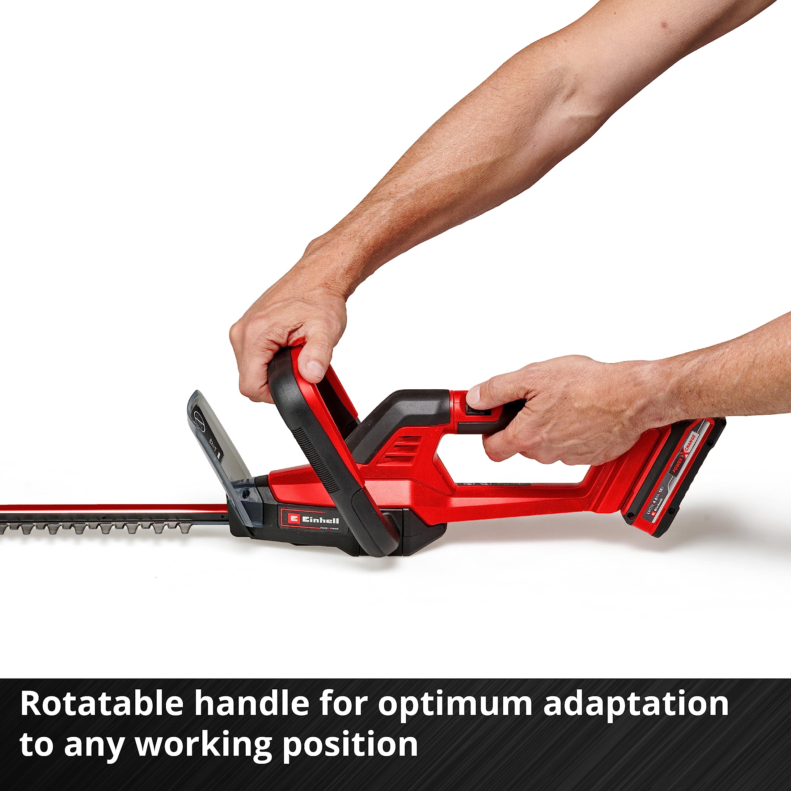 Einhell Power X-Change 18V Cordless Hedge Trimmer - 50cm (20 Inch) Cutting Length, Laser-Cut Diamond-Ground Steel Blades - GE-CH 18/50 Li Electric