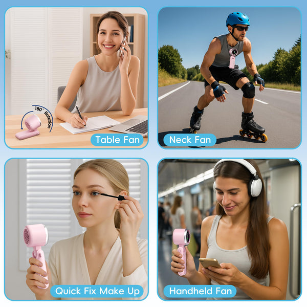 Morelax Personal Handheld Fan,High-Speed Turbo Fans,5-Speed with LED Display,Powerful Motor,4000mAh,USB Rechargeable Portable Cooling Fan for Outdoor Activities,Travel,Working,White