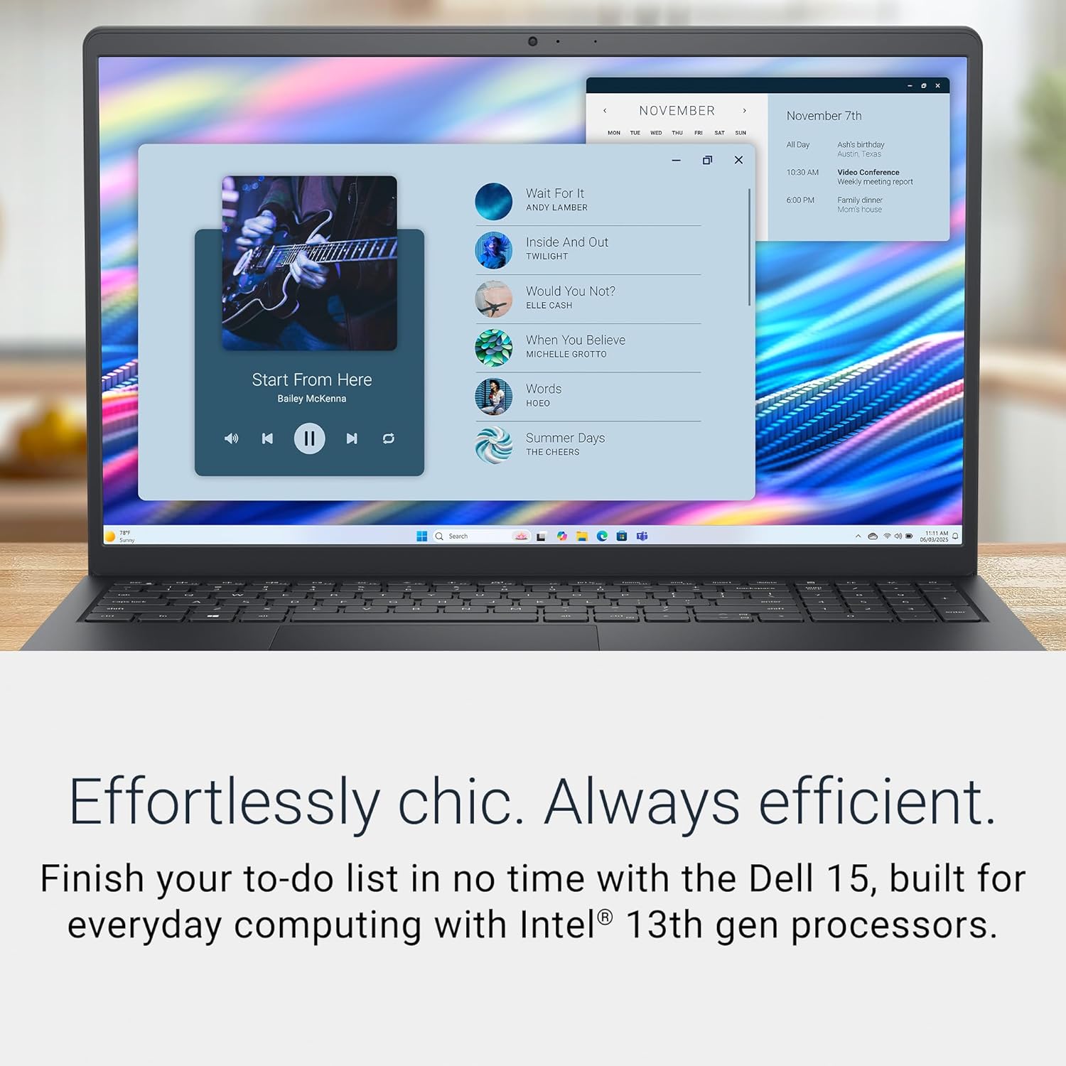Dell 15 Laptop DC15250 15.6" FHD (1920 x 1080) 120Hz, Intel Core i7-1355U Processor, Intel UHD Graphics, 16GB DDR4 RAM, 512GB SSD, Windows 11 Home - Carbon Black