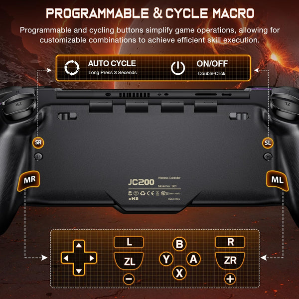 HASACOOL Switch Controller for Nintendo Switch/OLED, Handheld One-Piece Joycon Controllers with RGB Lights, TURBO, Vibration, Back Button