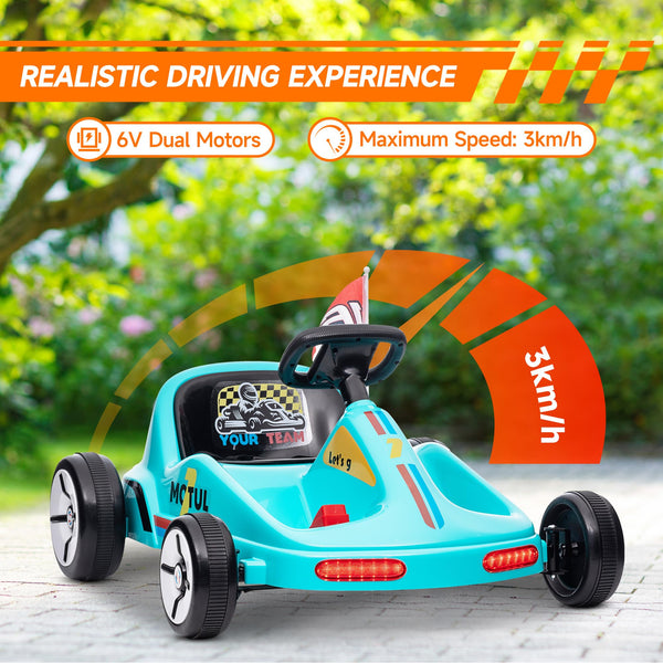 AIYAPLAY Electric Go Kart, 6V Battery Powered Kids Go Kart with Music, Light, Horn, Kids, Ride on Car for 3-5 Years, Yellow