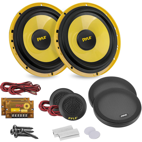 Pyle Car Midbass Speaker System - Pro 8 Inch 400 Watt 4 Ohm Auto Mid-Bass Component Poly Woofer Audio Sound Speakers For Car Stereo w/ 40 Oz Magnet, 50Hz-5KHz Frequency, 3.58” Mount Depth - PLG81