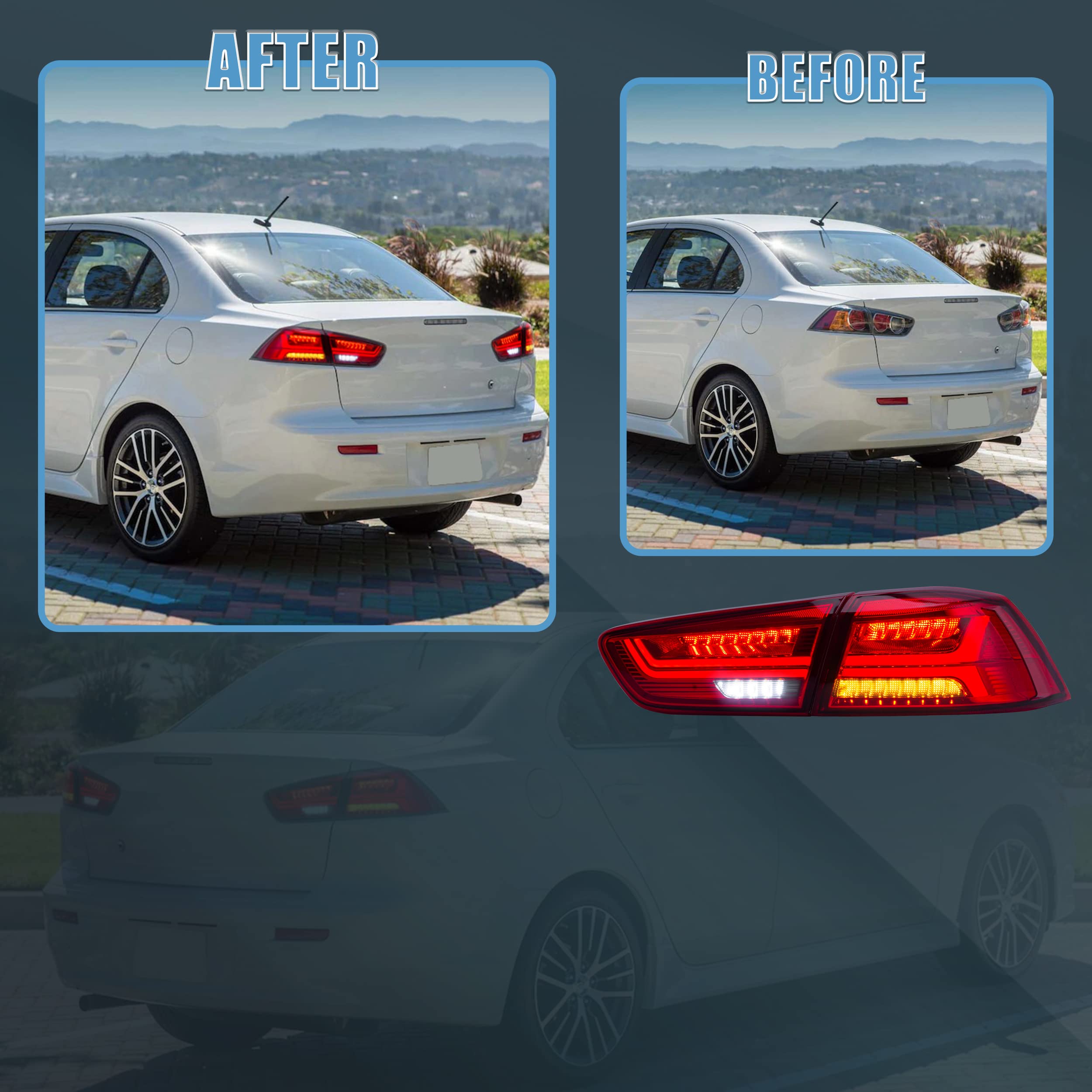 VLAND LED Headlights Compatible with Mitsubishi Lancer& EVO X 2008-2020 Front light with Sequential, Projector Headlamp