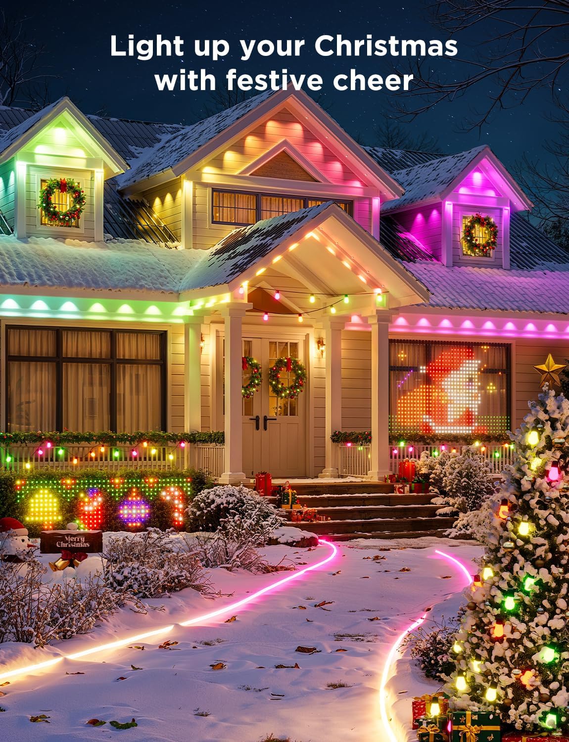 Govee Outdoor String Lights 15M, Smart RGBIC Dimmable Lights Warm White LED Bulbs, IP66 Waterproof Garden Lights with 111 Scene Modes, Works with Alexa, Google Assistant, Matter for Backyard, Party