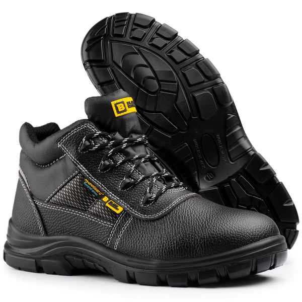 Black Hammer Comfortable Waterproof Steel Toe Caps Safety Boots Lightweight, Durable, Non-Slip Work Shoes for Work & Outdoor Activities 1007