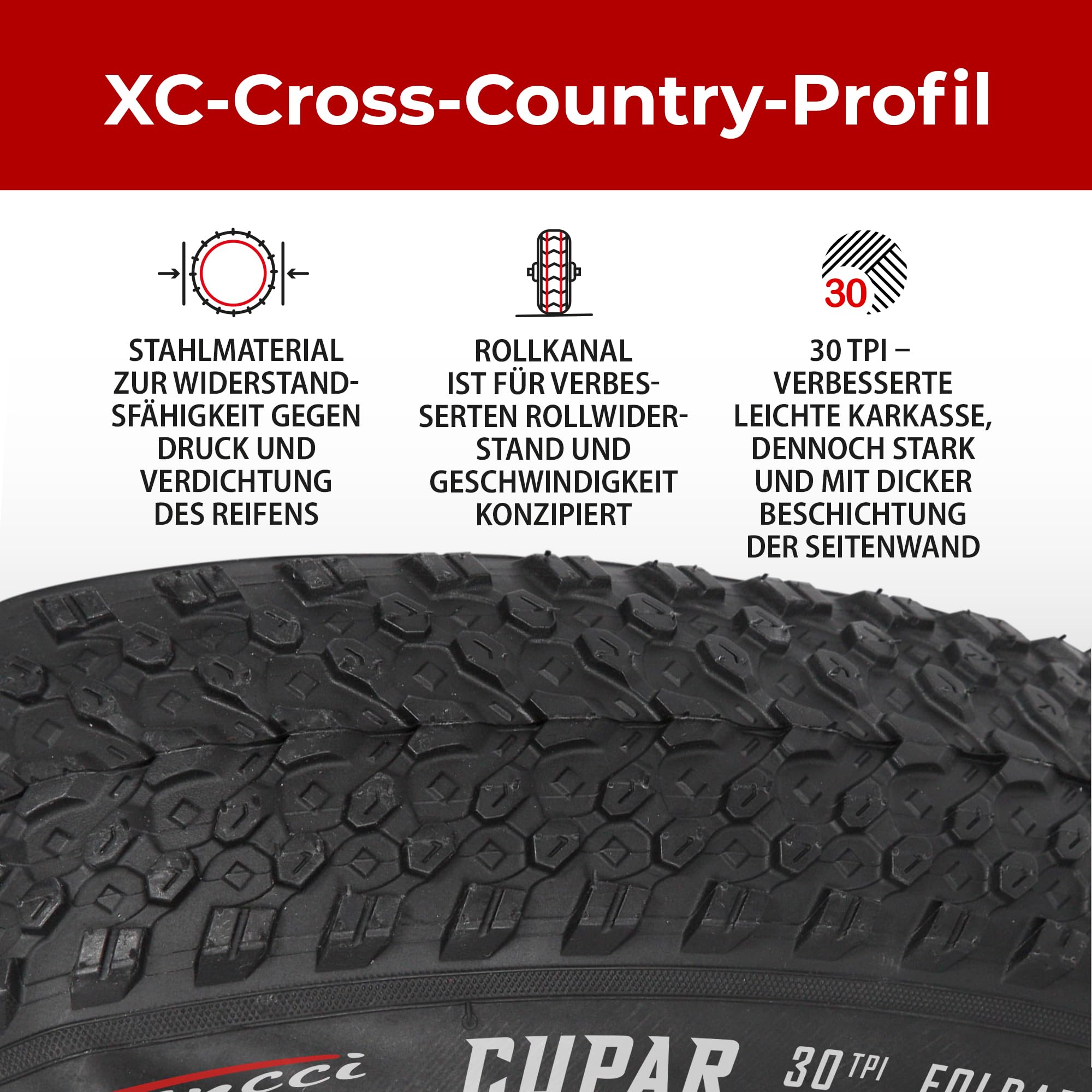 Fincci Pair 26 Inch Bike Tyres - Set Foldable Mountain Tyres 26 x 2.125 with 26 inch Inner Tube Schrader Bicycle Valve for MTB/Cross Country, Road