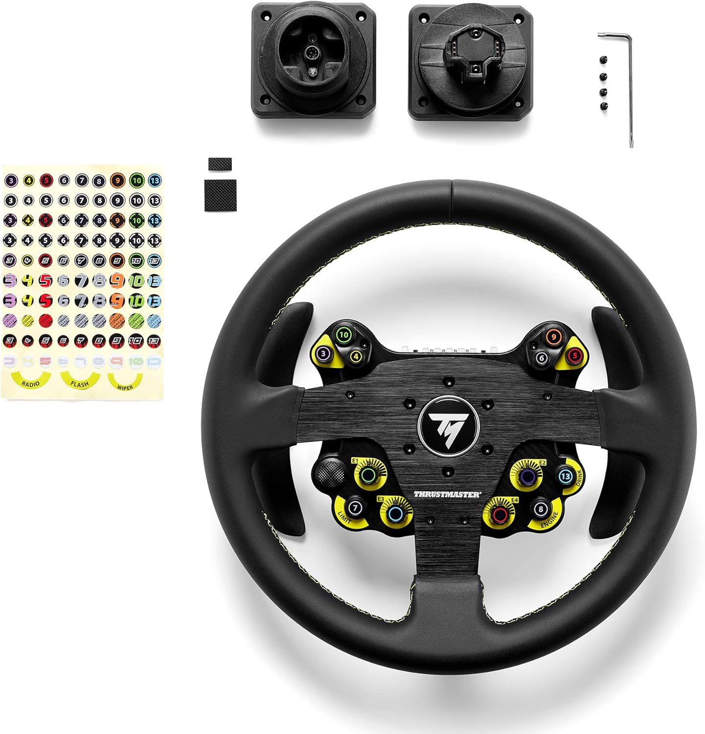 Thrustmaster EVO Racing 32R Leather, Round Leather-Wrapped Wheel Rim and Detachable Hub, For PC and Consoles