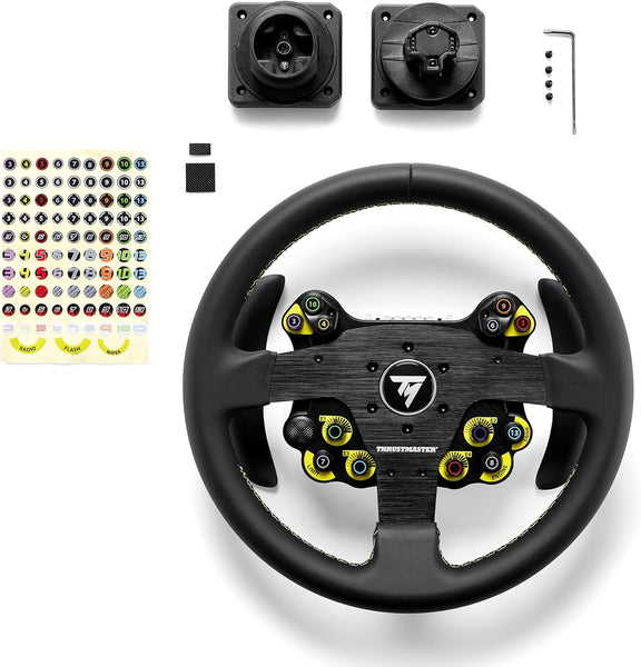 Thrustmaster EVO Racing 32R Leather, Round Leather-Wrapped Wheel Rim and Detachable Hub, For PC and Consoles