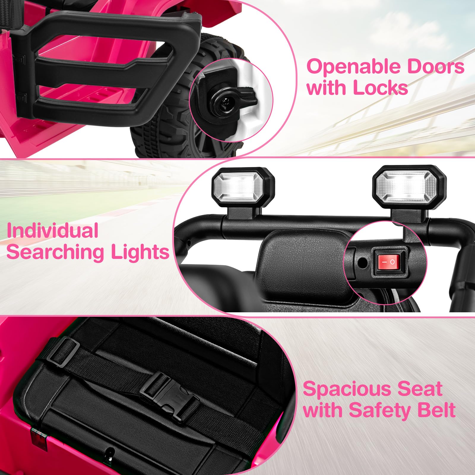 COSTWAY 12V Kids Ride on Car, 2 Motors Electric Off Road Truck with Remote Control, LED Lights, Music, Horn & Wireless Connection, Battery Powered Ride on Toy for Boys Girls (Black)