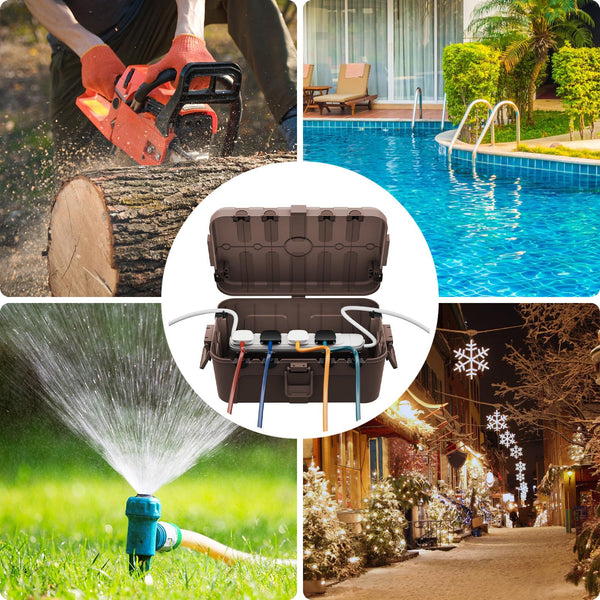 RESTMO Extra Large Waterproof Electrical Box, IP54 Weatherproof Outdoor Outlet Cover, Protect Outlet, Plug, Timer, Power Strip (Not Included), Holiday Light Decoration, 32 x 22 x 13 cm, Black