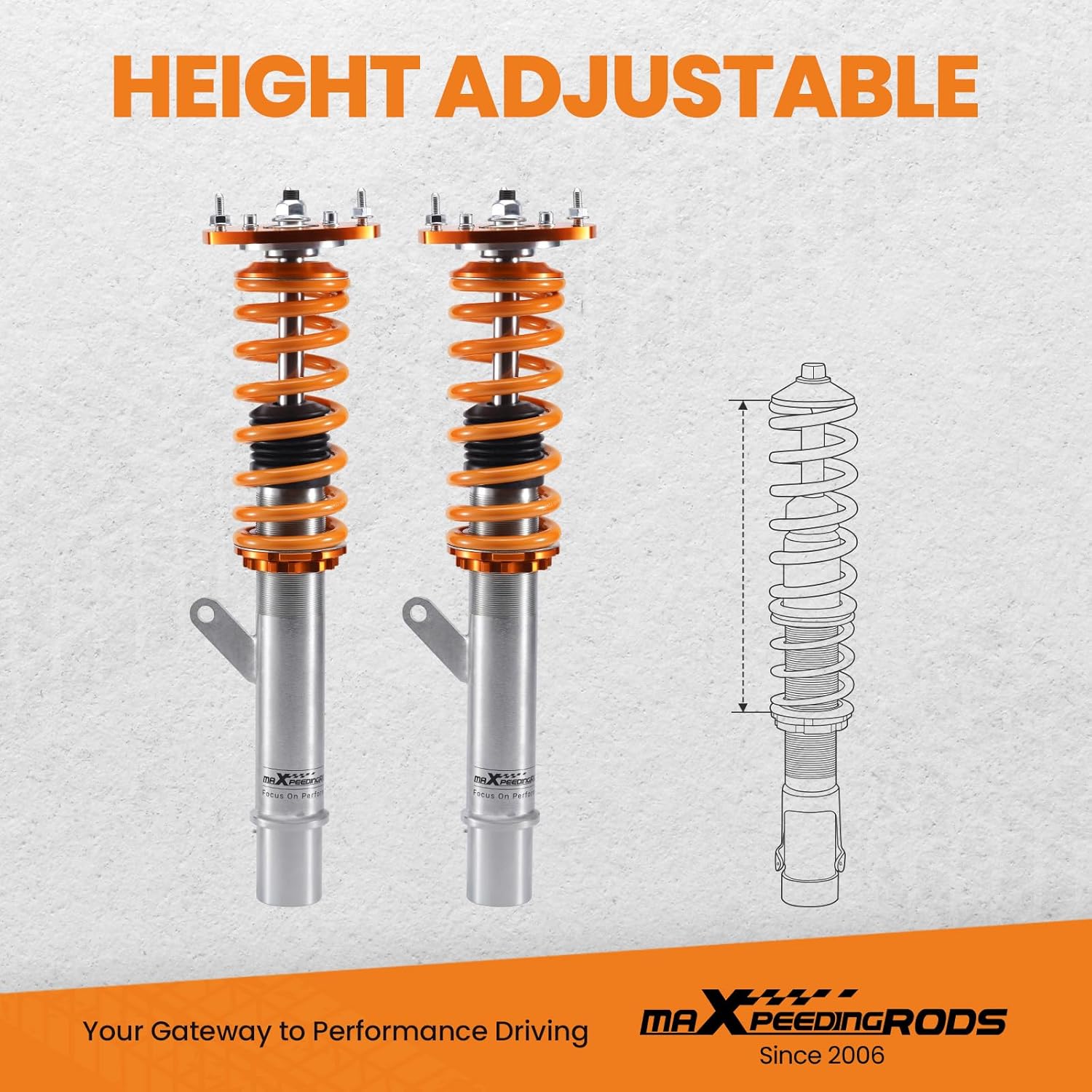 maXpeedingrods Coilovers Lowering Kit for VW Golf MK7 5G for Audi S3 A3 8V S3 2013-20 Height Adjustable Kit for SEAT Leon Mk3 5F 2012-2019
