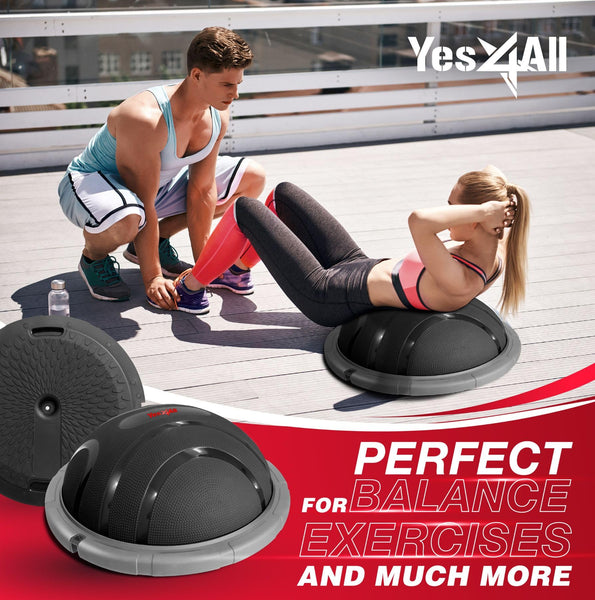 Yes4All SJ31 Inflatable Stability Half Exerise Ball, Premium Balance Trainer Ball with 60cm Non-Slip Surface Ball; Half Yoga Ball and Wobble Balance