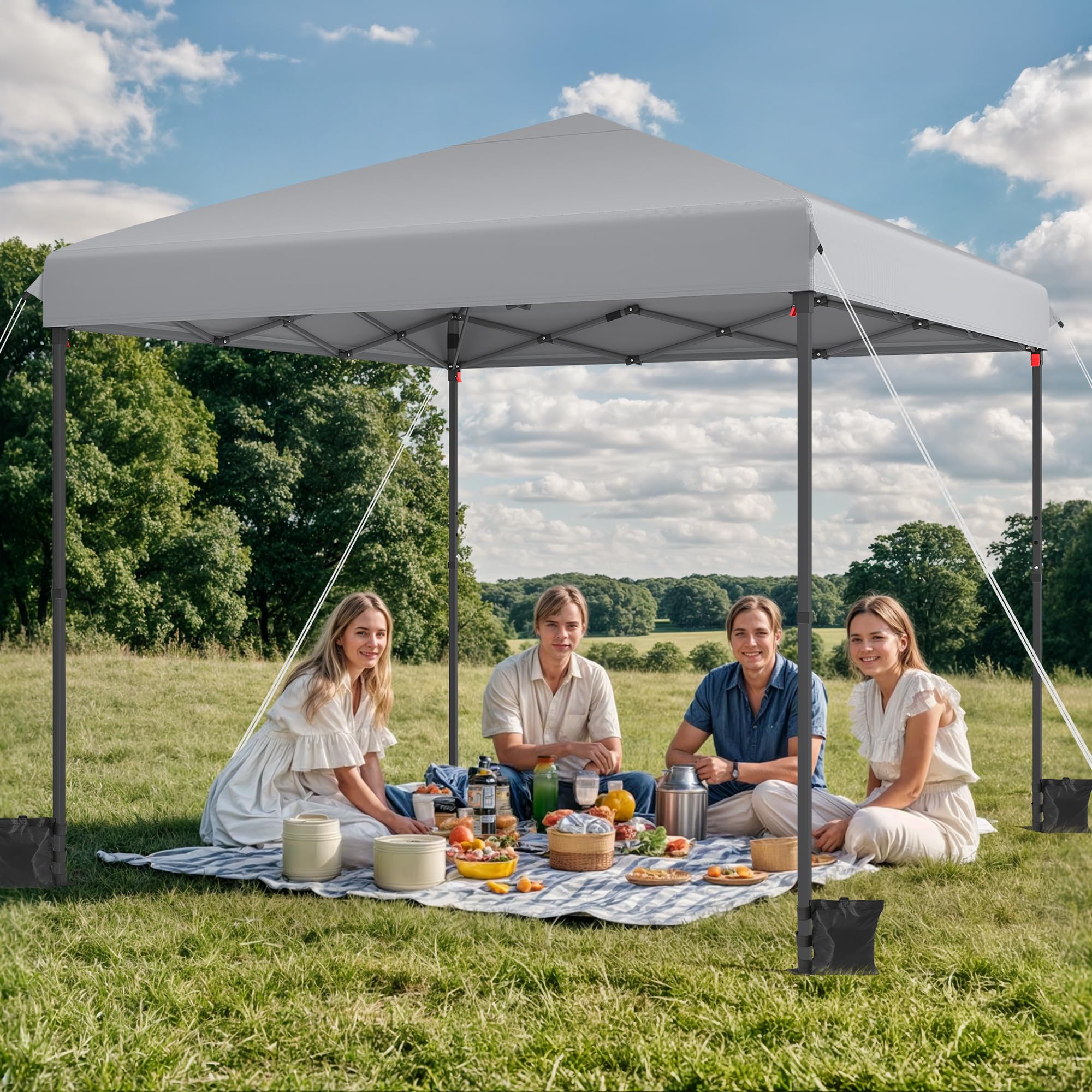 YITAHOME 3x3M Outdoor Pop Up Gazebo with Sides and Windows, Waterproof Folding Garden Canopy All Seasons Camping Gazebo Anti-UV with Adjustable Height Stakes Rope Carry & Weight Bags for Party Event