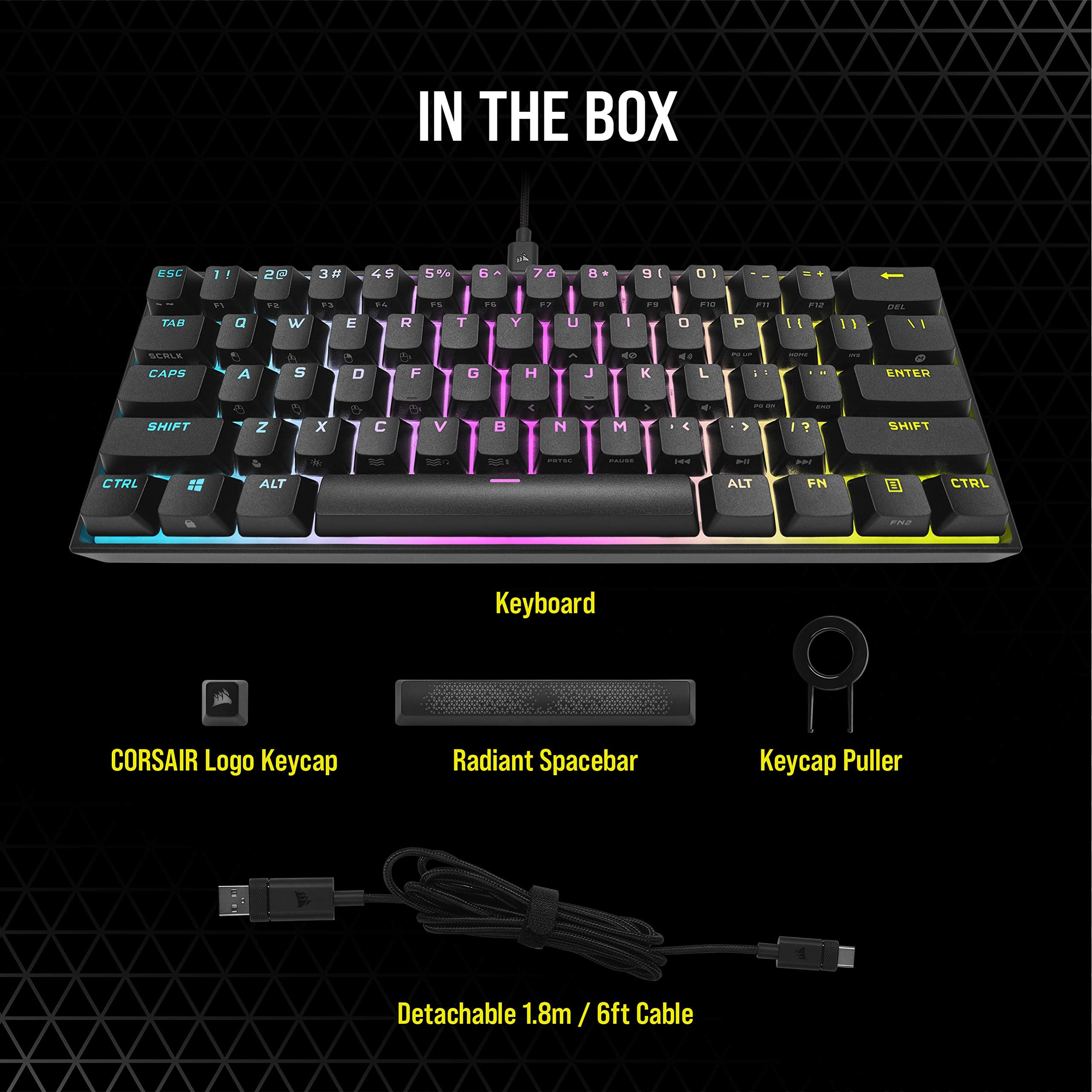 CORSAIR K70 PRO MINI WIRELESS RGB 60% Mechanical Gaming Keyboard – Swappable CHERRY MX RED Switches – PBT Double-Shot Keycaps – iCUE Compatible – PC, Mac, PS5, PS4, Xbox – QWERTY UK – Black