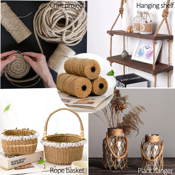 Aoneky 6mm/ 8mm/10mm Cat Scratching Sisal Rope Posts Trees 33FT-328FT, Hemp Rope for Decoration, DIY or (164FT, 8mm)
