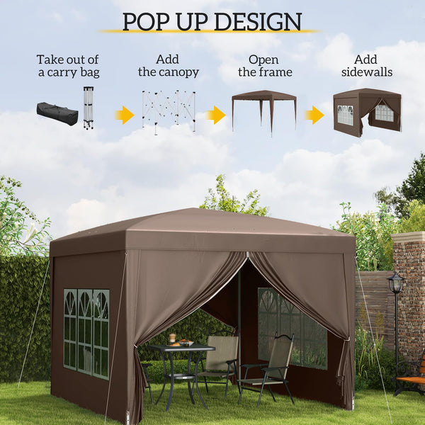 Outsunny 3 x 3(m) Pop Up Gazebo, Water and UV Resistant Party Tent Camping Canopy Marquee with Carry Bag, Blue