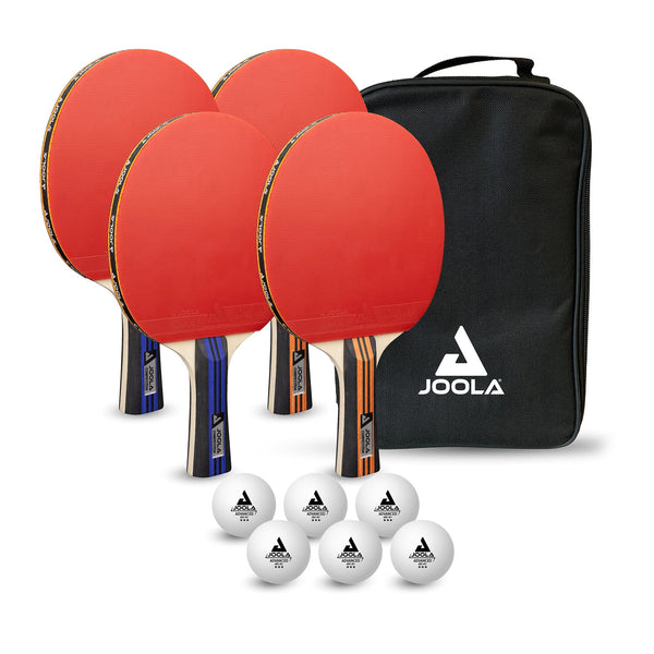 JOOLA Advanced Table Tennis Paddle Set - Includes 4 Ping Pong Paddles, 6 3-Star Ping Pong Balls & Carrying Case - for Intermediate Competitive