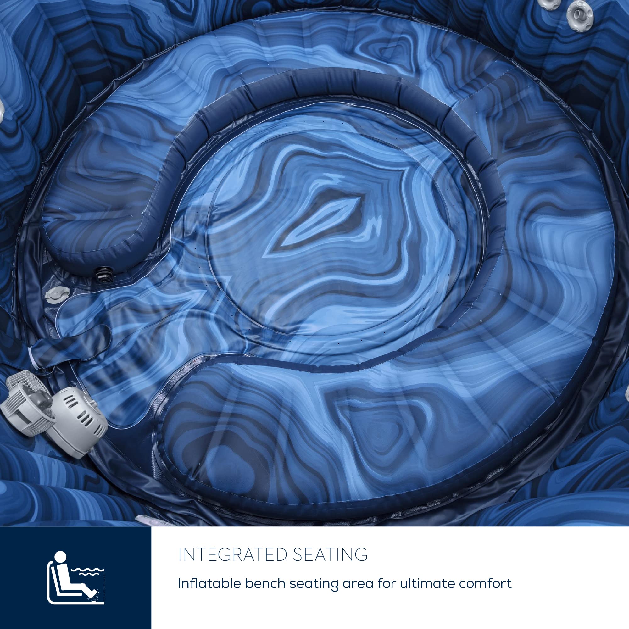 Lay-Z-Spa Santorini Pro Built in LED Light, 10 HydroJet System, Integrated Seats and Foot Massager Inflatable Hot Tub with Freeze Shield Technology, 5-7 Person, Grey