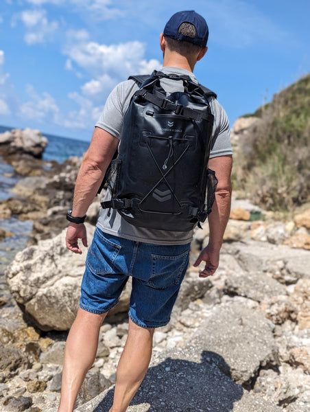 Jackson & Cole Waterproof Backpack - 25L Dry Bag Backpack - Rolltop, Reflective, Webbing for Watersports, Motorcycling, Camping, Hiking, Boating,