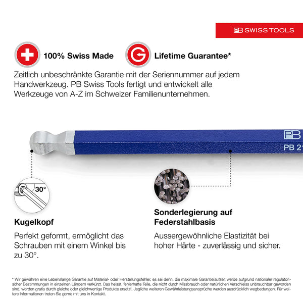 PB SWISS TOOLS Allen HEX L Long Key Set with Spherical Head Colored Model Rainbow