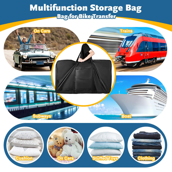 Folding Bike Travel Bag,Heavy Duty 840D Transport Bicycle Storage Carry Bag with Strong Webbing for 26-29 in Mountain 700C Road Bike MTB,Portable