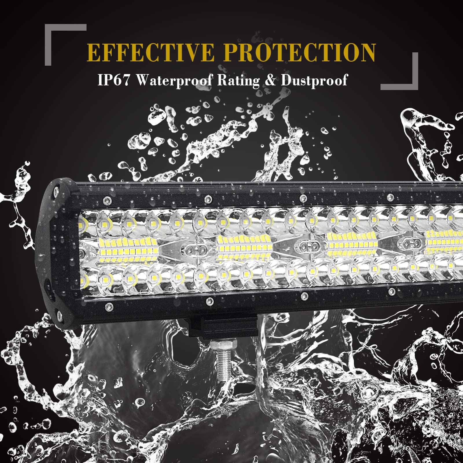 RIGIDON 8D Led Work Light Bar, 12 inch 240W 12V 24V 7D Tri Row Fog Light for Car Off road Truck SUV ATV 4x4 Boat, Flood Spot Combo Beam, Waterproof Outdoor Driving Lighting, 6000K White