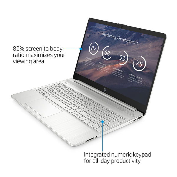 HP 15.6" Laptop | AMD Ryzen 3 7320U Processor | 8 GB RAM | 256 GB SSD | AMD Radeon Graphics | FHD Display | Up to 11hrs 15 mins battery | Win 11 | Dual Speakers | Jet Black | 15-fc0038sa