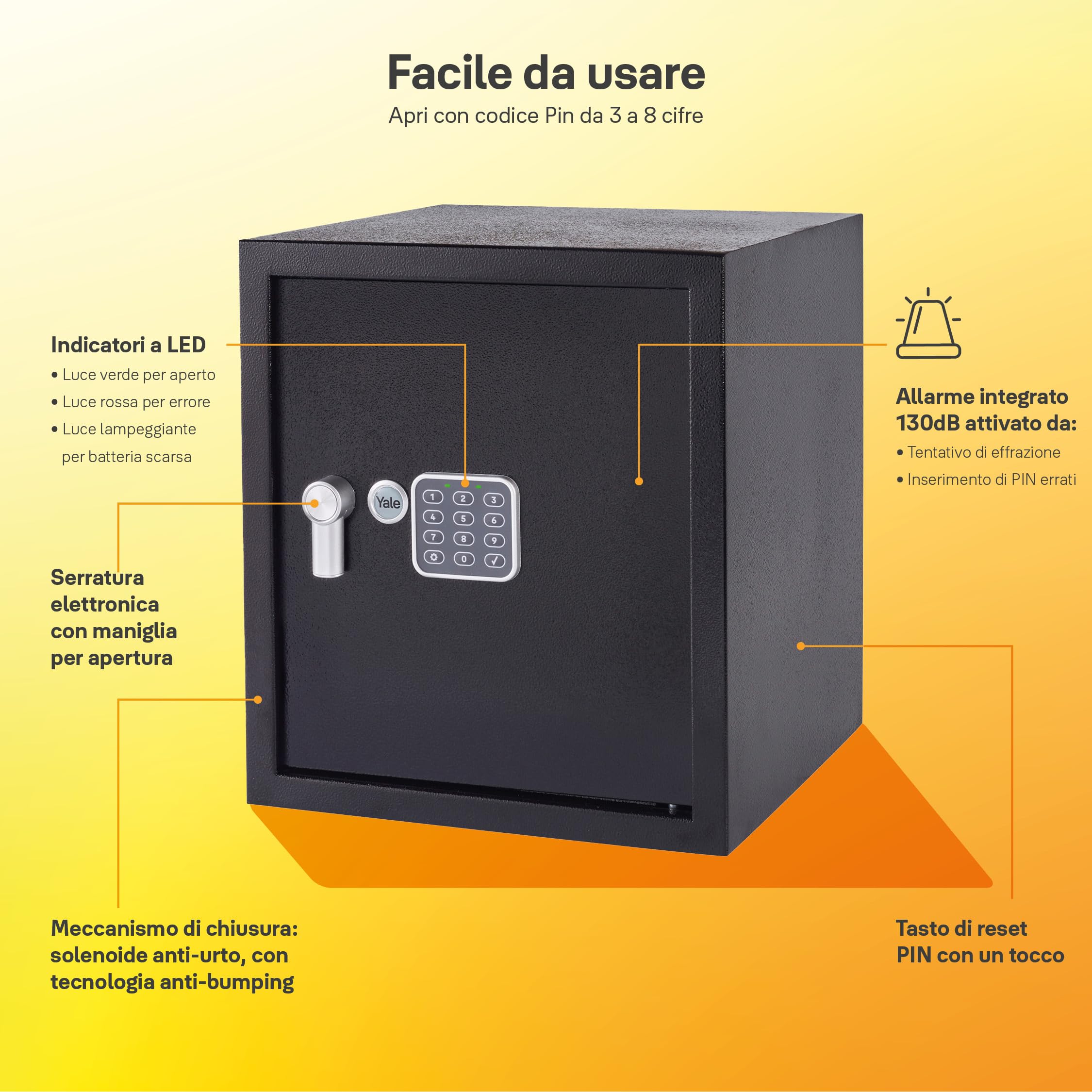 Yale - Electronic Alarmed Safe Laptop - Standard Security - YLC/200/DB2