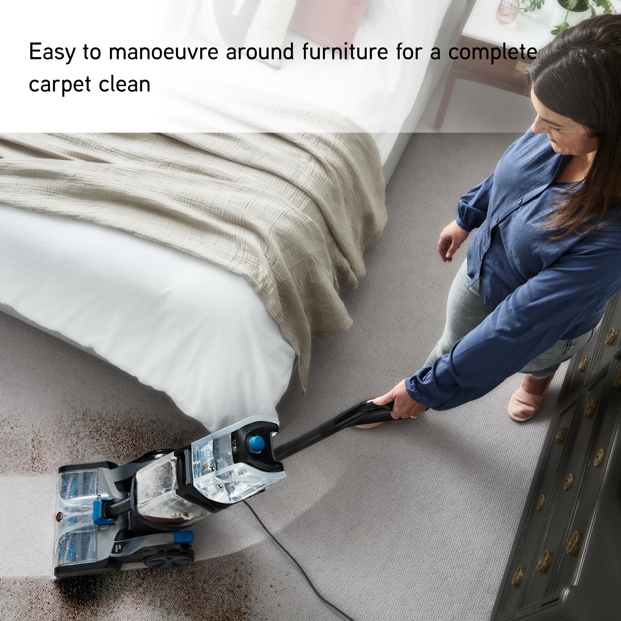 Vax Smartwash Pet-Design Carpet Cleaner | Kills 99% of Bacteria | Pre-treatment Wand – CDCW-SWXP, Grey, White and Teal