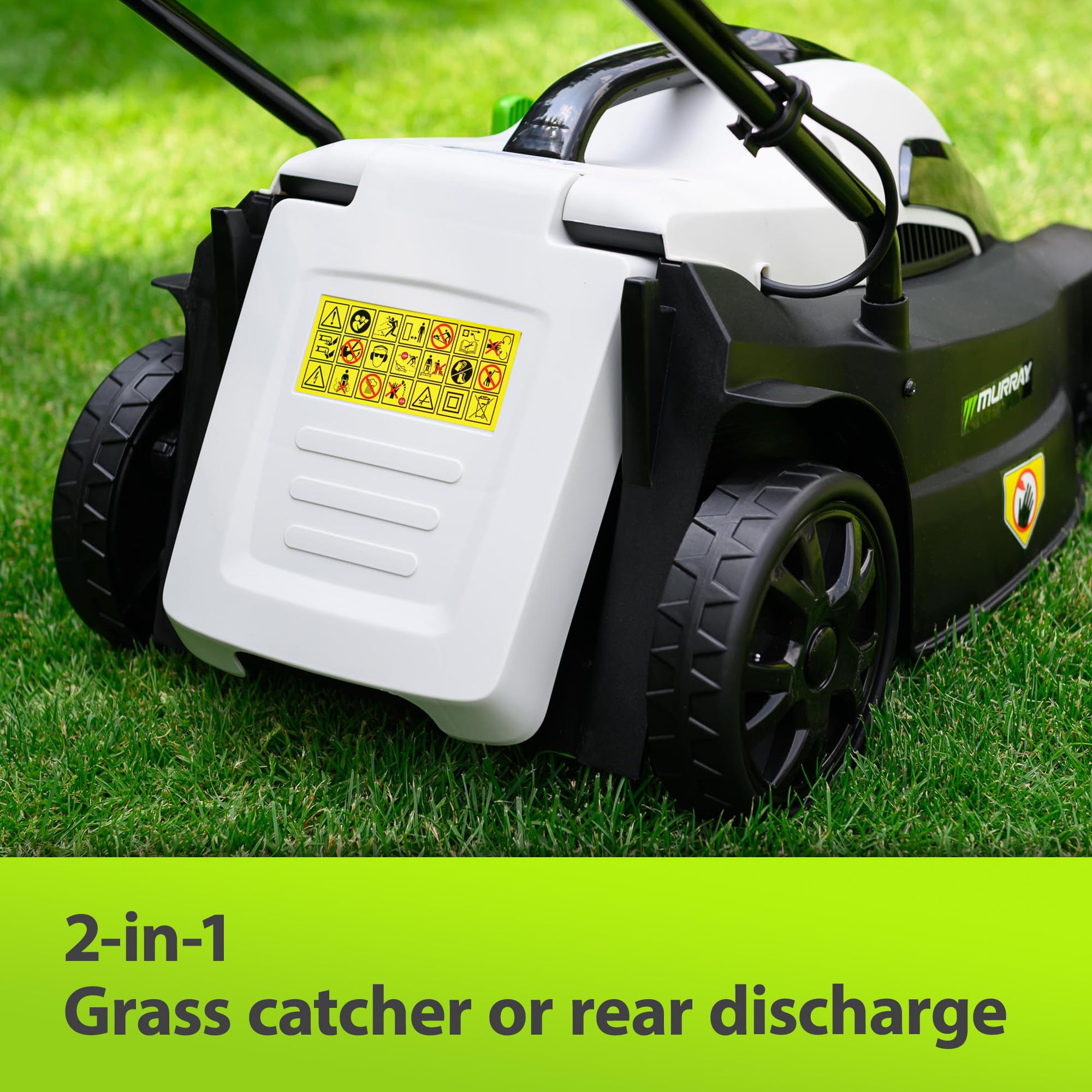 Murray Corded Electric Lawnmower 2-in-1 - Compact Lawn Mower 1200W/32cm with Grass Box 27L for Small Lawns - Ergonomic Soft Grip for Easy Grass Cutting, Overload Protection