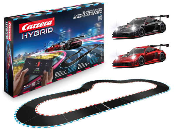 Carrera Hybrid 50050002 "Devil Drivers" Porsche 911 GT3 R 1:50 Scale AI-Supported Race System with Working Lights & USB-C Charging