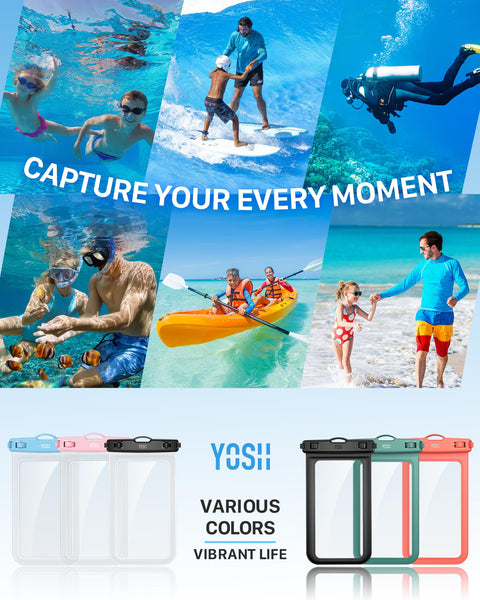 YOSH Waterproof Phone Pouch 2 Pack, 7 inch IPX8 Waterproof Phone Case for Swimming Travel Beach Trip Snorkelling Kayaking, Underwater iPhone Case for iPhone 16 15 14 Pro Max, Samsung S25 S24 Ultra