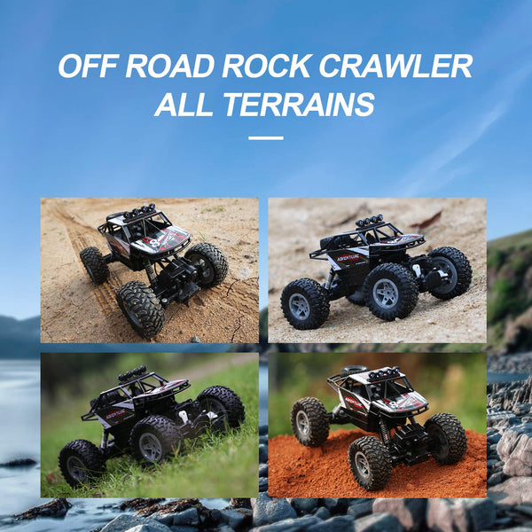 DEERC RC Cars Remote Control Car 1:14 Off Road Monster Truck,Metal Shell 4WD Dual Motors LED Headlight Rock Crawler,2.4Ghz All Terrain Hobby Truck with 2 Batteries for 90 Min Play,Boy Adult Gifts
