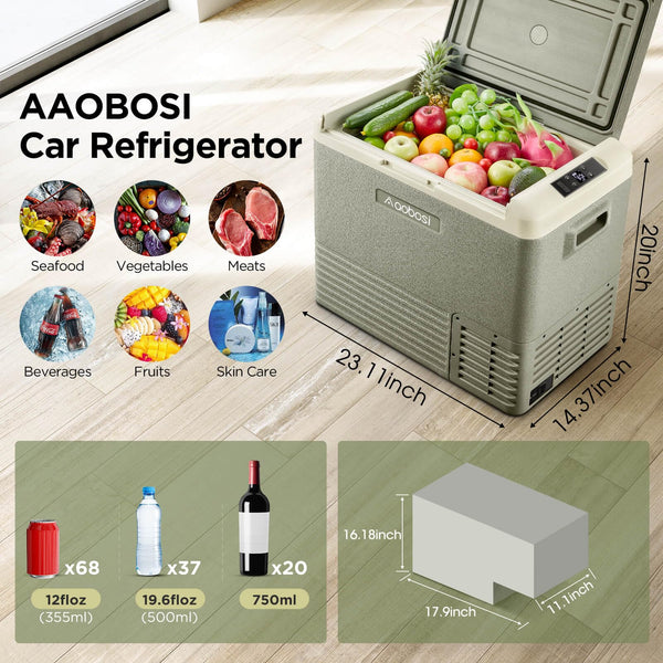 AAOBOSI 83L Campervan Fridge, Camping Refrigerator with APP Control, 12V Fridge Freezer for Campervan, Car, Truck, Boat, Motorhome, Travel