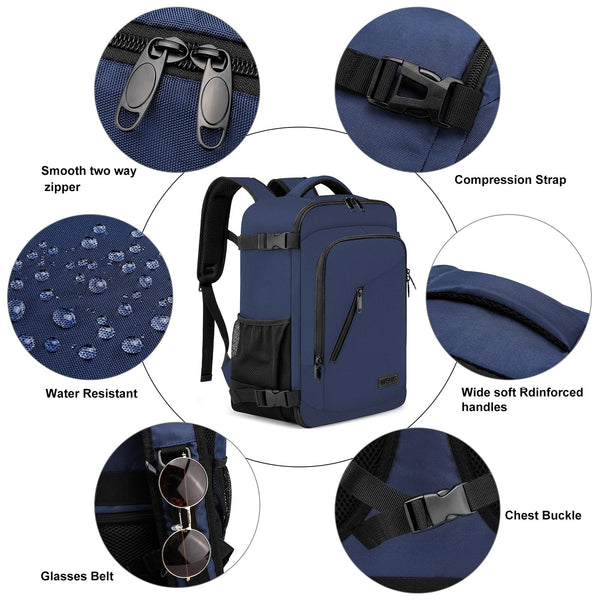 Cabin Bags 40x20x25 for Ryanair Underseat 20L Small Travel Hand Luggage Backpack Carry-ons Bag Cabin Size for Airplanes Flight Bag Travel Rucksack Fit 14 Inch Laptop with USB Charging Port-Black