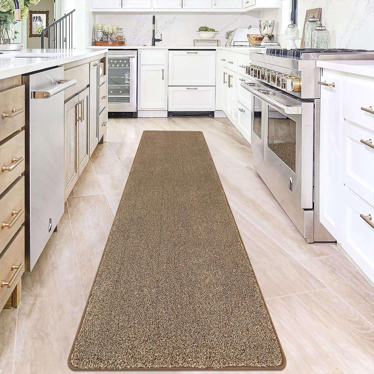 SHACOS Runner Rug for Hallway 60x240cm Carpet Runners Brown Non Slip Washable Long Hall Kitchen Runners Floor Entryway Runner Carpet for Hallway