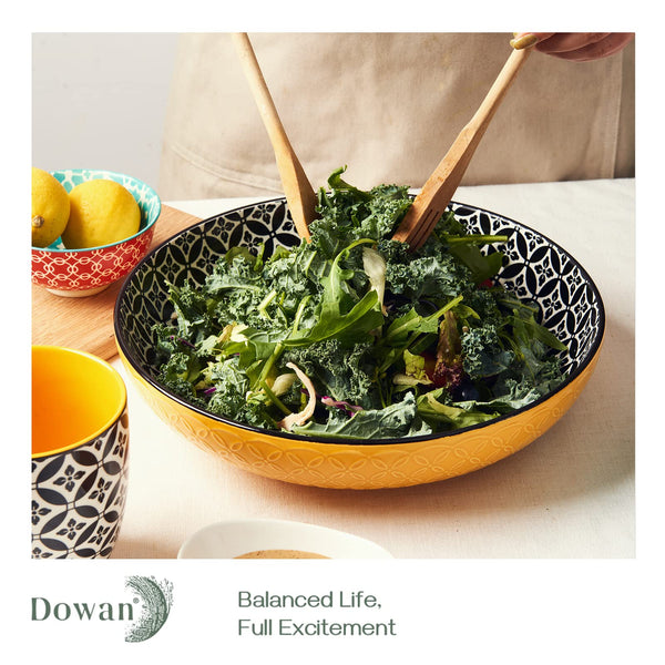 DOWAN Large Serving Dishes, 2773ml Turkey Platter for Entertaining, Christmas, ?29.5cm Ceramic Serving Plate Bowls for Fruit Salad Pasta, Vibrant