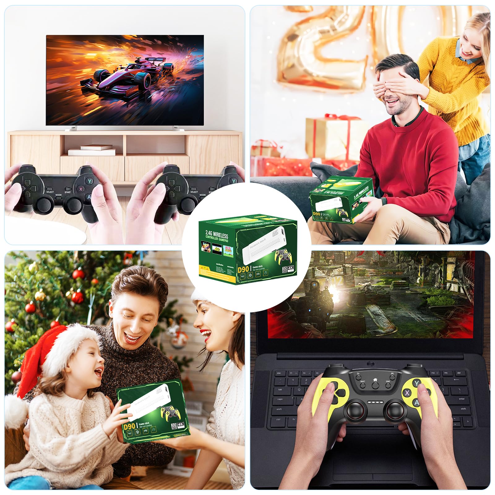 Retro Games Console, 40000+ wireless retro gaming console stick,HD HDMI TV Revisit Classic retro play Plug and Play game stick,Premium Competitive Dual Controllers