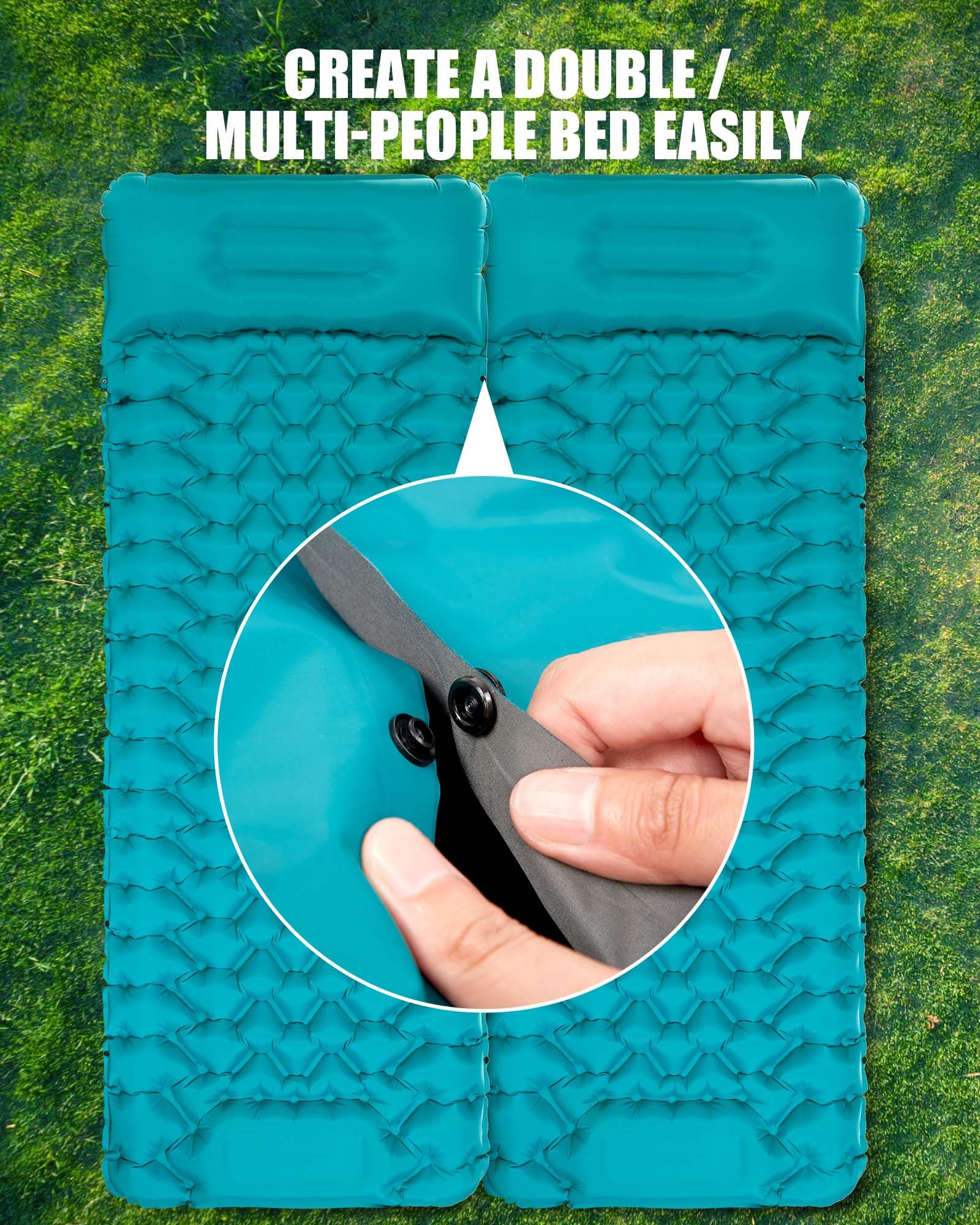 AKSOUL Self Inflating Sleeping Mat for Camping: 8-12CM Thickness Single Camp Mattress, Double Joinable Camping Inflatable Mat