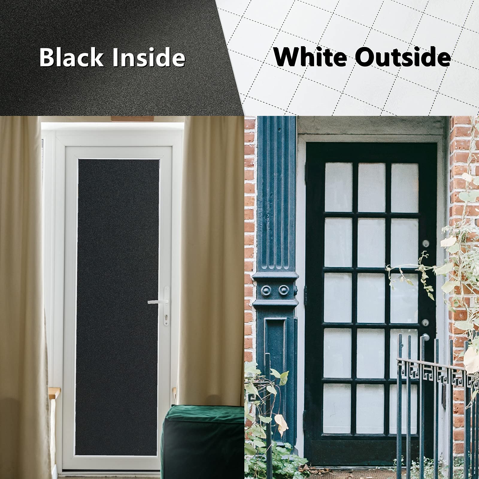 FEOMOS Total Blackout Window Film with Heat Resistant White Side Static Cling 100% Light Blocking Glass Films Cover Room Darkening Removal 60cmx300cm