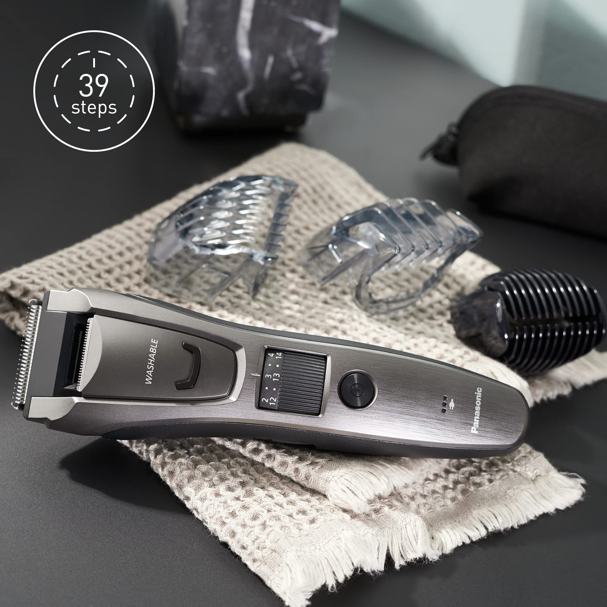 Panasonic ER-GB62 Wet & Dry Electric Hair, Beard & Body Trimmer for Men with 40 Cutting Lengths, Black