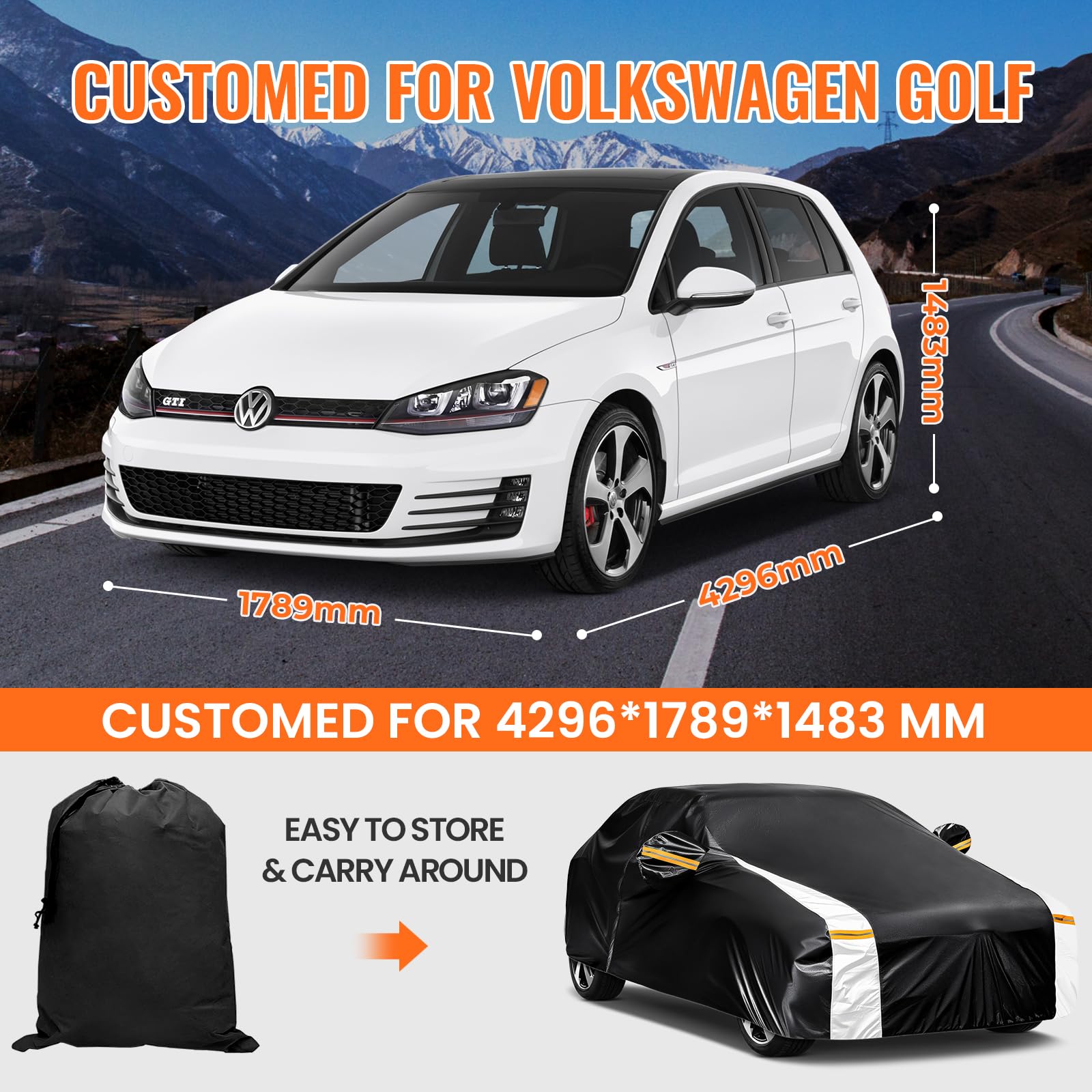 Car Cover Custom Fit for Mini Convertible F57(2016-2023), Car Covers for Outside Storage Waterproof Breathable, Full Cover Outdoor All Weather Protection Rain Sun Dust with Zip and Cotton(Black)