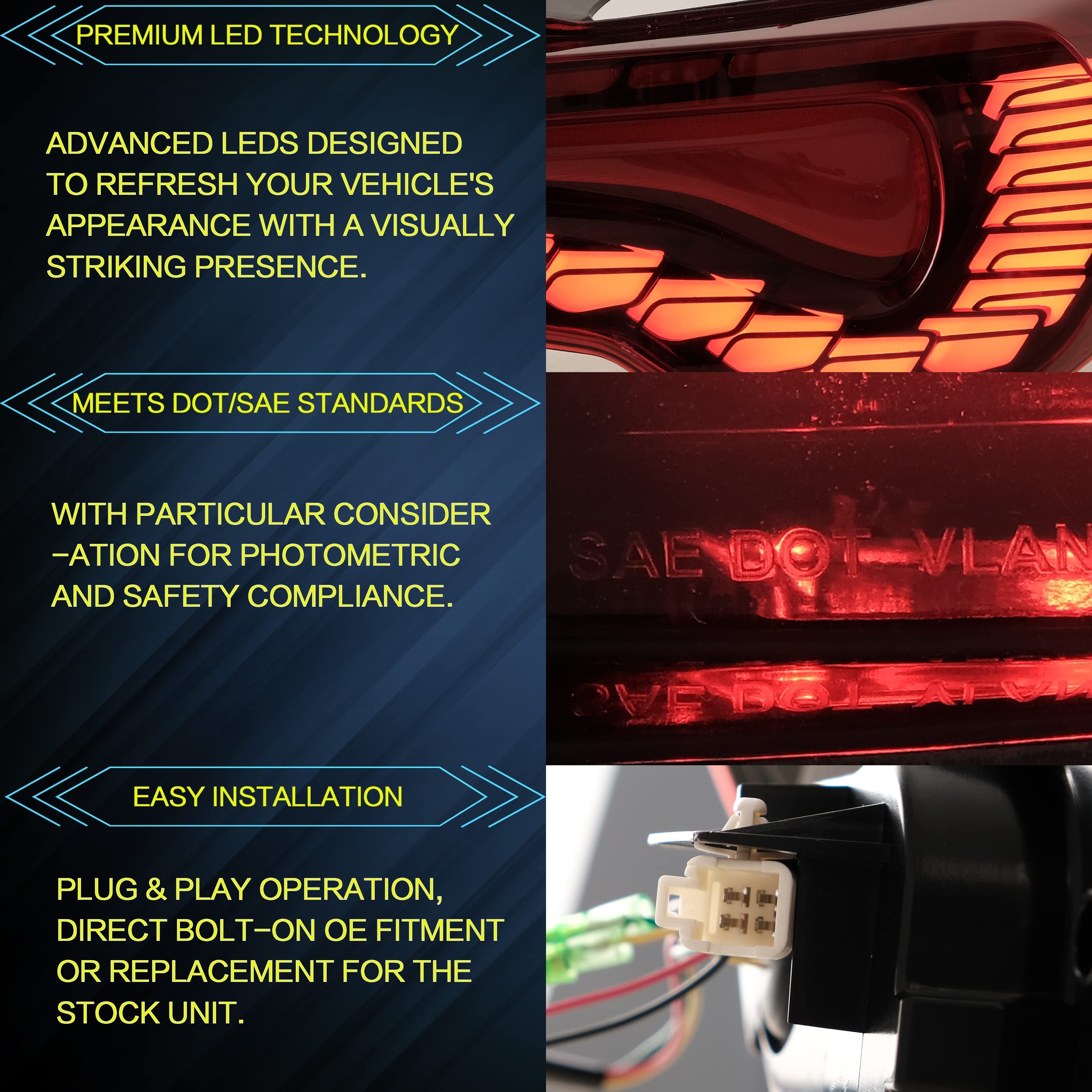 VLAND LED Tail Lights Compatible with Toyota 86 GT86 2012-2020/Subaru BRZ 2013-2020/Scion FR-S 2013-2020, Full LED Rear Light with Sequential Indicator, Red White Lens