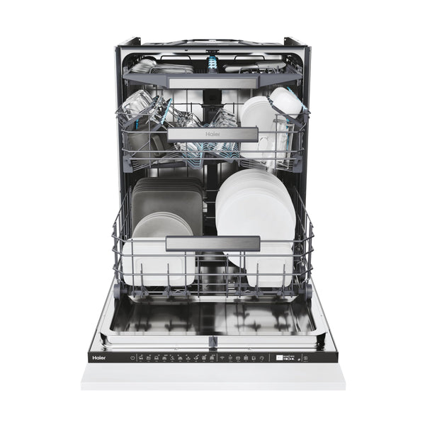 Haier XI1C3TB2FB-80 I-Pro Shine Series 4 Integrated Dishwasher, 11 place Setting, Black Bezel, C Rated