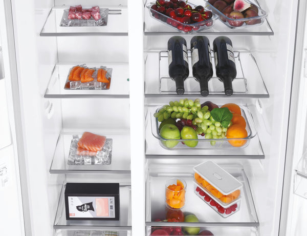 Hoover H-FRIDGE 500 MAXI Freestanding American Fridge Freezer with Water Dispenser, Side by Side, Total No Frost Technology, E Class, 532L Total Capacity, Inox, 91x67x177 cm - HHSBSO6174XWDK-1