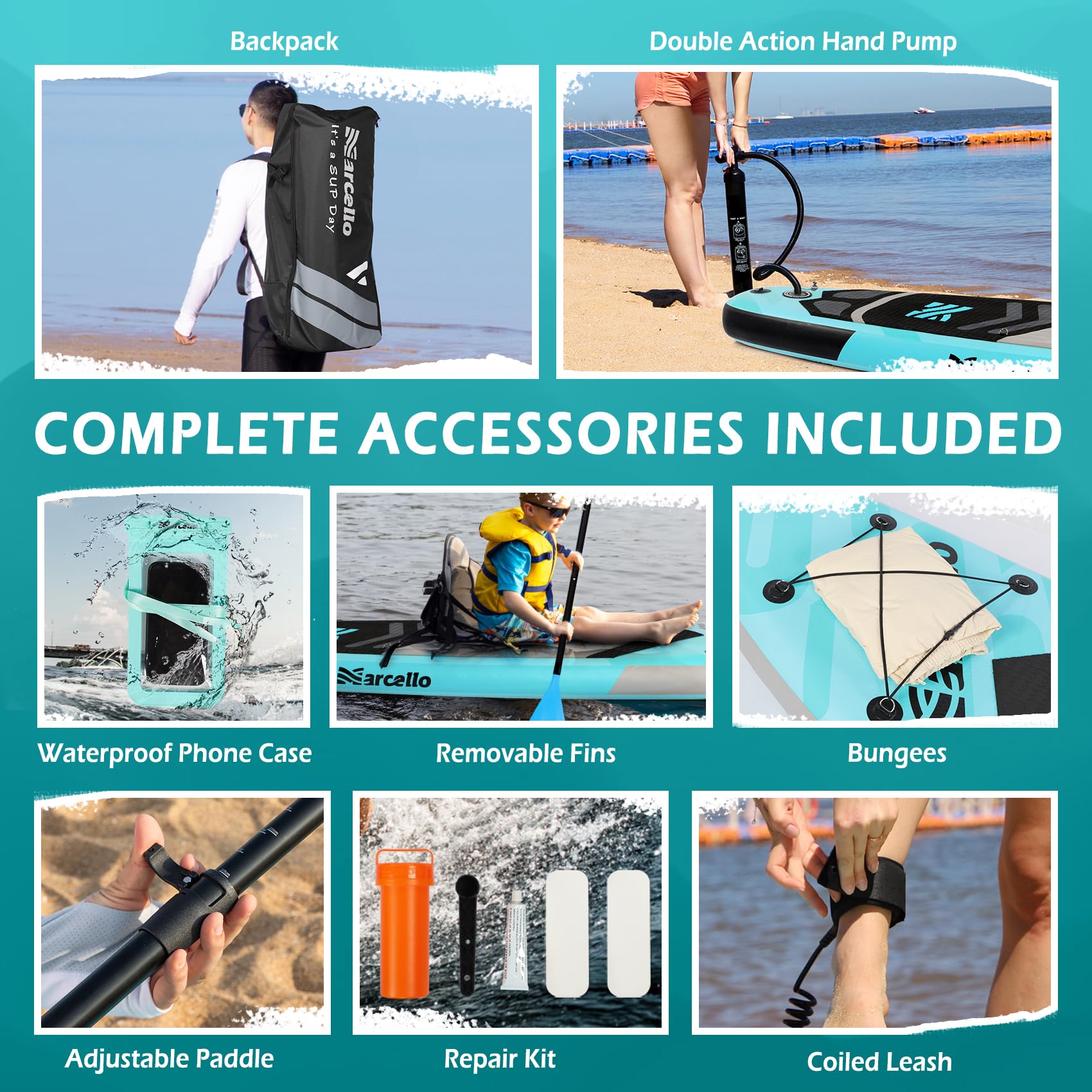 Paddle Board, Inflatable Stand Up Paddle Board, 10‘6/11' ×33"×6" Ultra-light SUP Board with Hand Pump, Leash, Repair Kit, Waterproof Phone Case and Waterproof Bag, Paddle Board for Adults